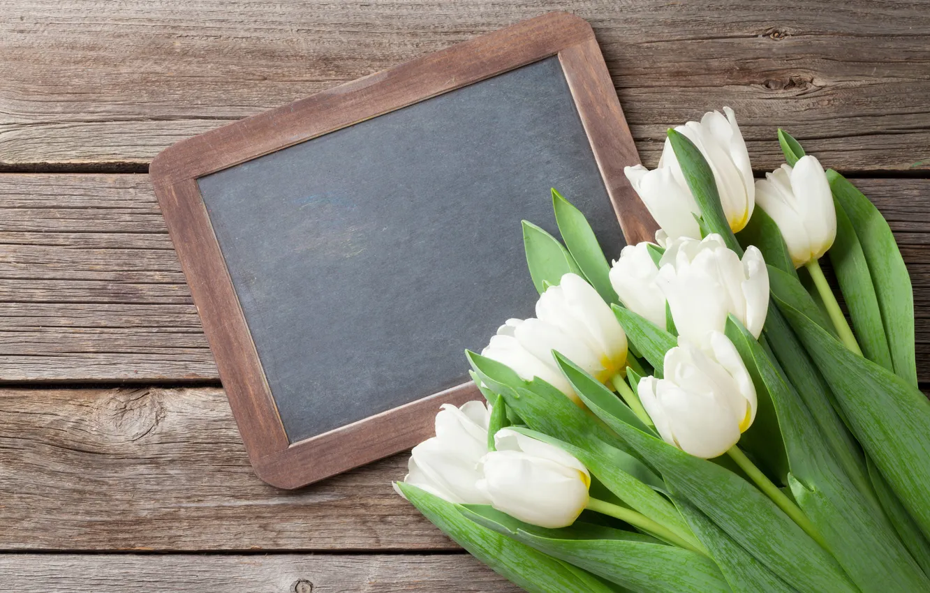 Фото обои цветы, букет, тюльпаны, white, wood, flowers, tulips, открытка