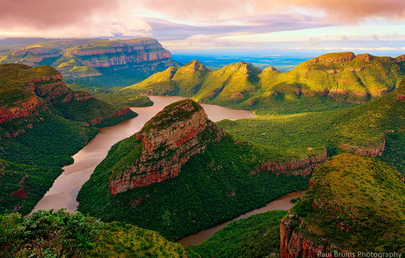 Фото обои горы, река, скалы, каньон, Южная Африка, Blyde River