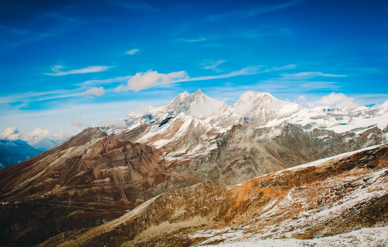 Фото обои sky, landscape, nature, beautiful, winter, mountains, view, clouds