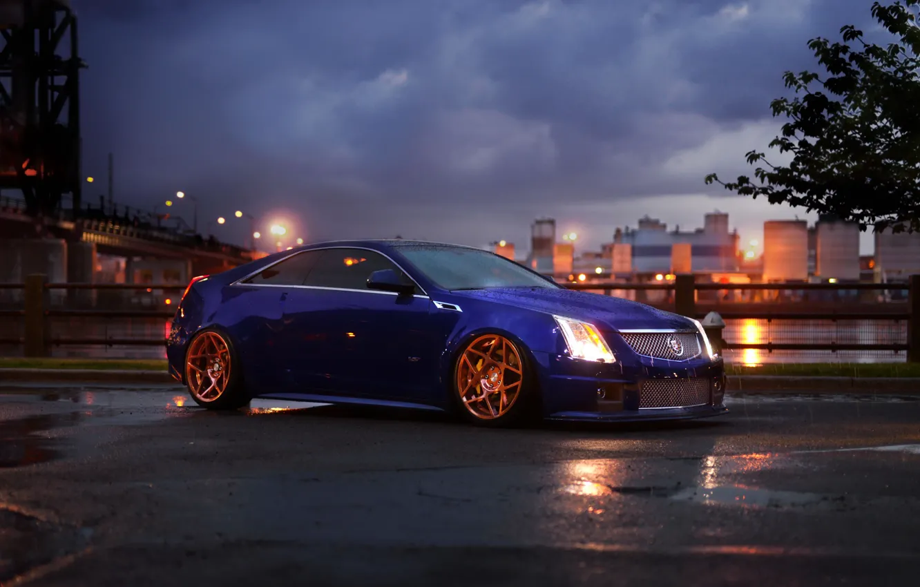 Фото обои car, дождь, Cadillac, CTS, Coupe