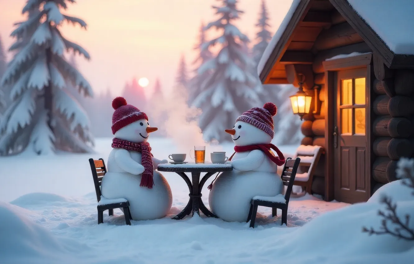 Фото обои зима, иней, лес, солнце, свет, снег, туман, рассвет