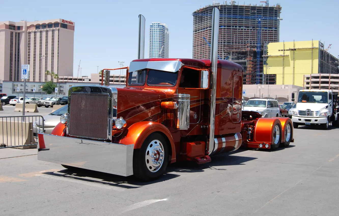 Фото обои custom, truck, big rig, peterbilt