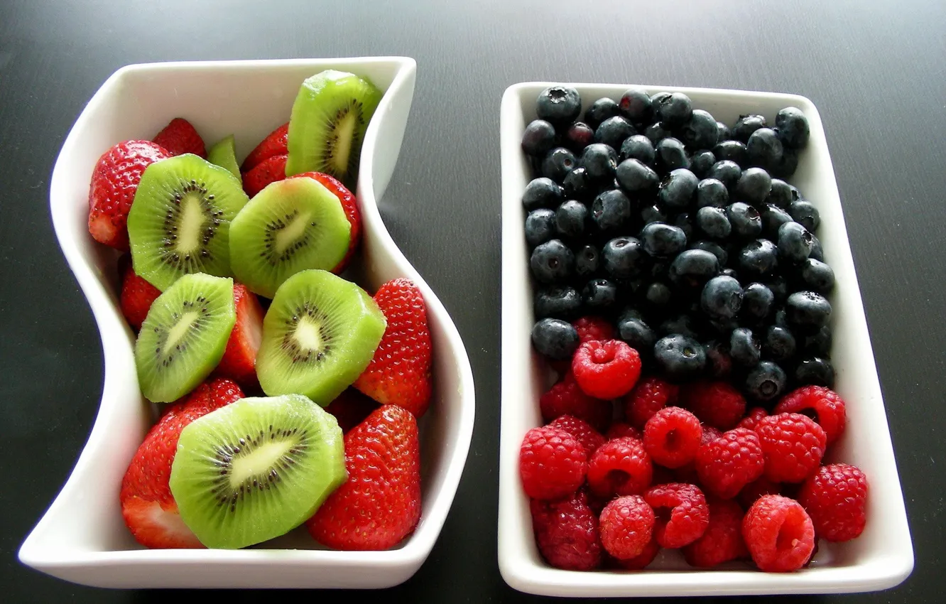 Фото обои ягоды, малина, еда, киви, клубника, фрукты, смородина