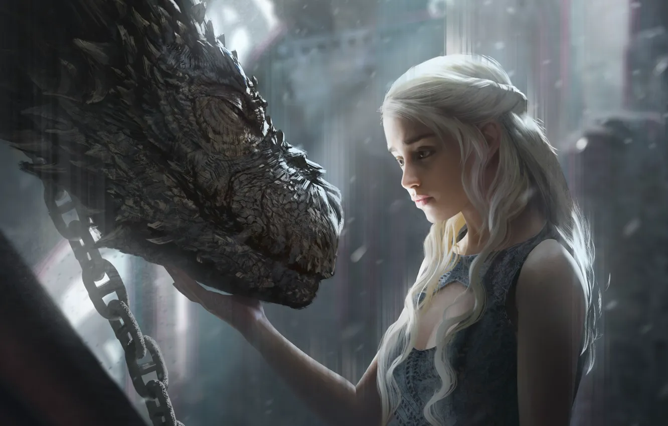 Фото обои girl, fantasy, art, dragon, Game of Thrones, Emilia Clarke, Daenerys Targaryen, film