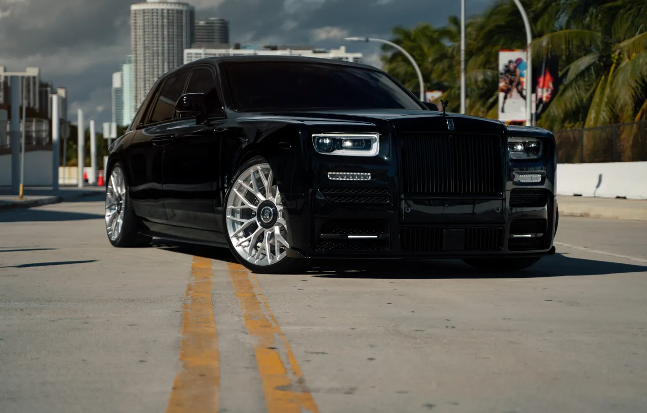 Фото обои Rolls-Royce, Black, Road, Luxury