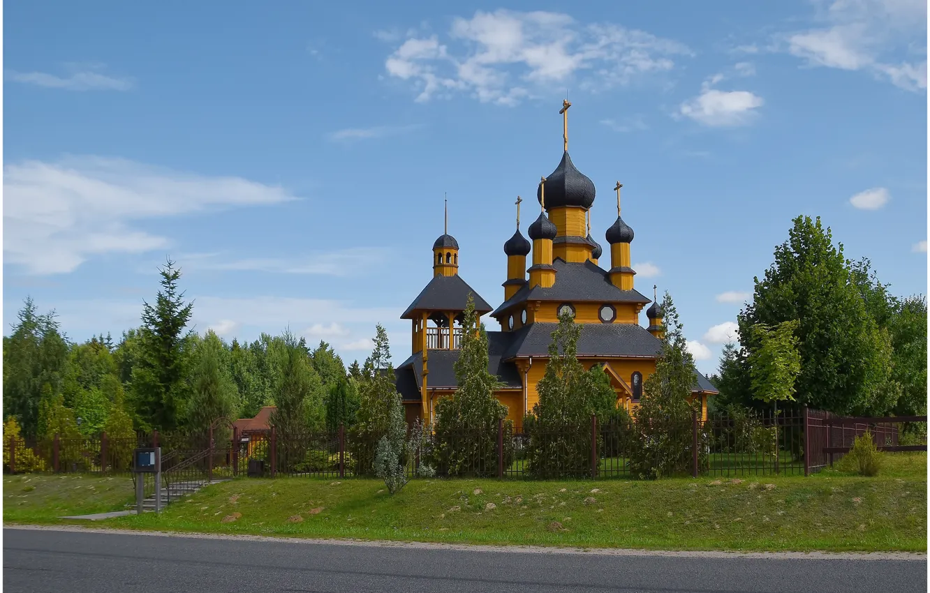 Фото обои лето, пейзаж, природа, храм