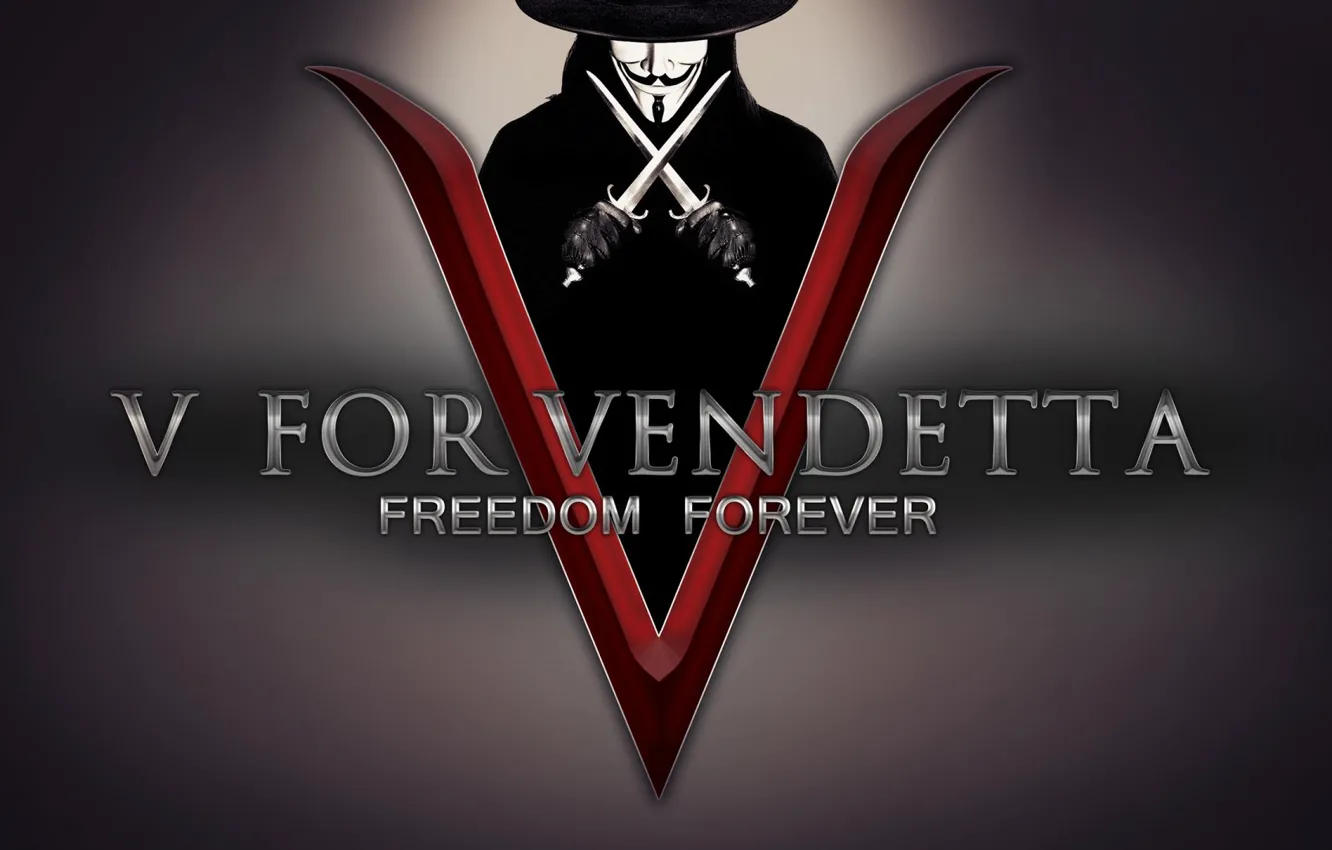 Фото обои шляпа, маска, клинки, V For Vendetta