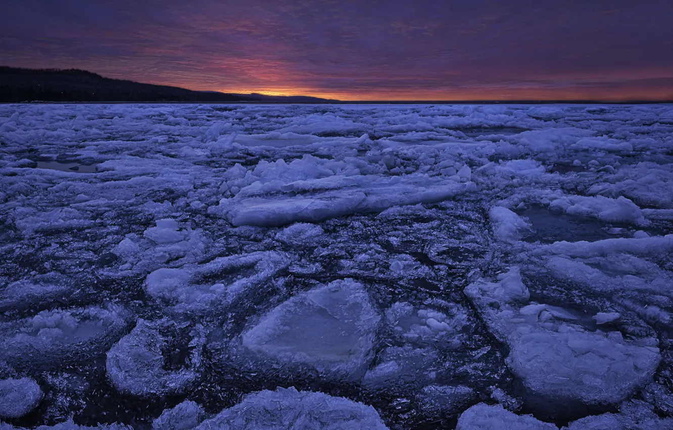 Фото обои пейзаж, ночь, лёд