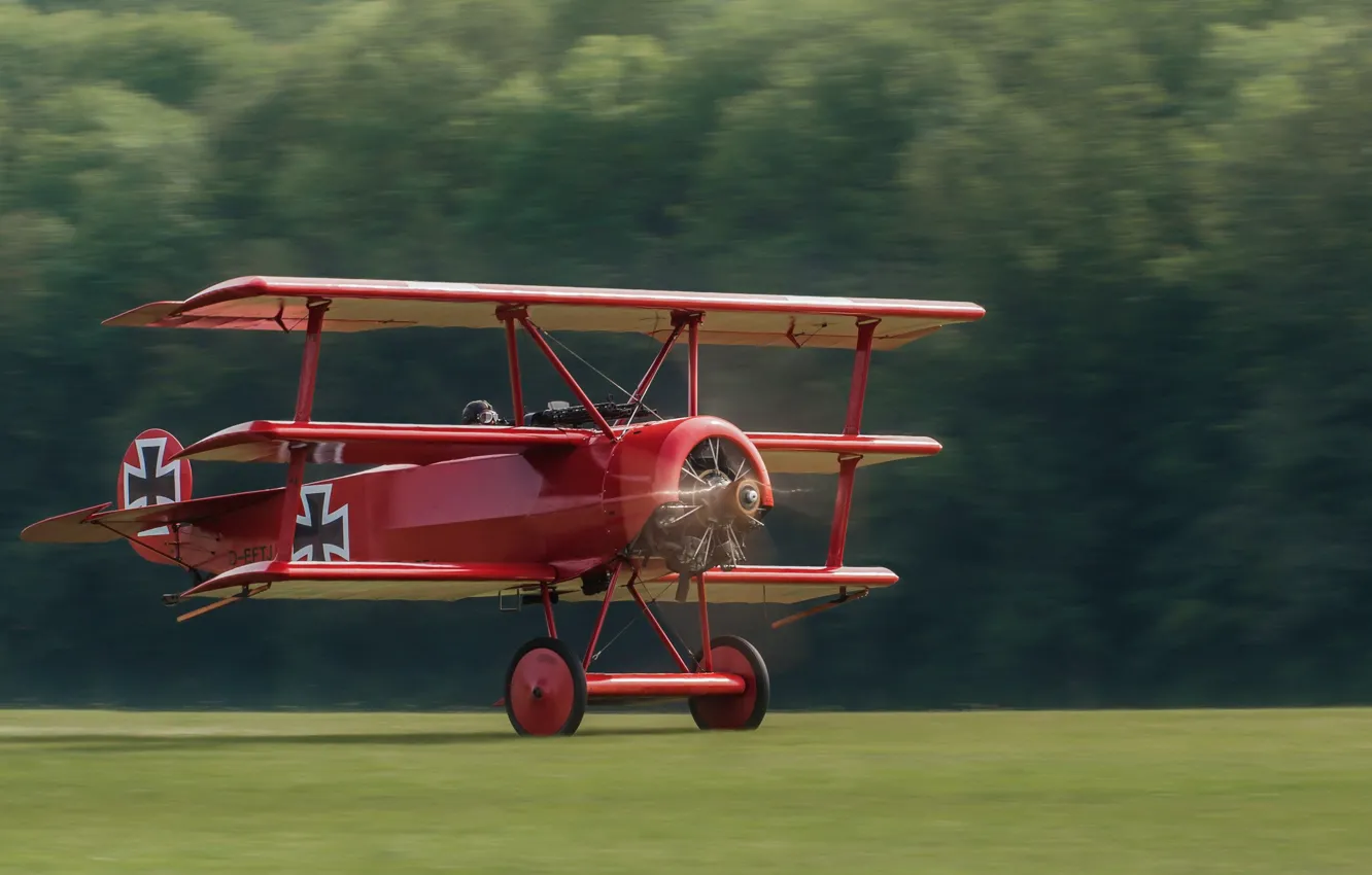 Фото обои Fokker Dr.I, Красный барон, 1917, Триплан, ВВС Германской империи, Fokker DR.1 Triplane