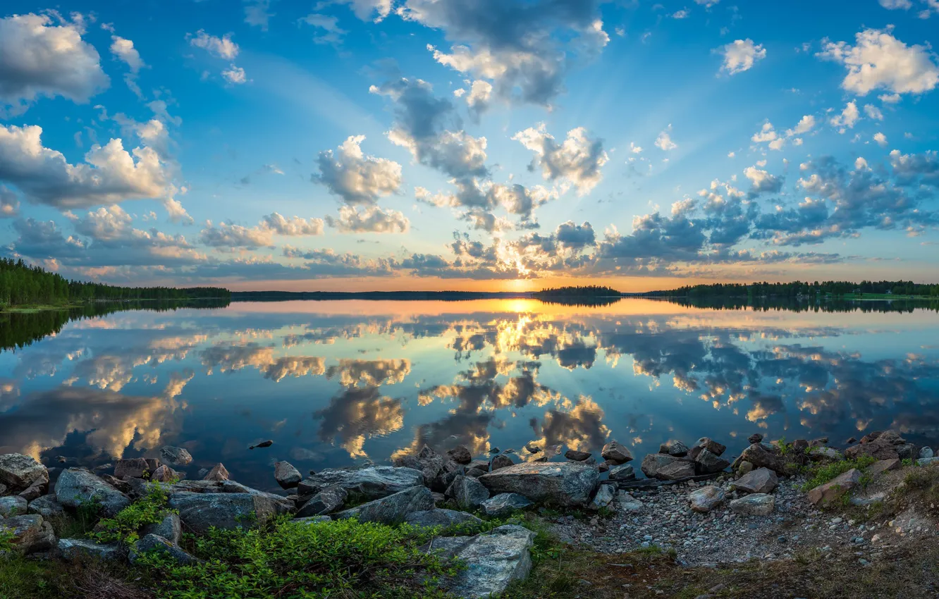 Фото обои природа, Lake Kiantajärvi, Suomussalmi
