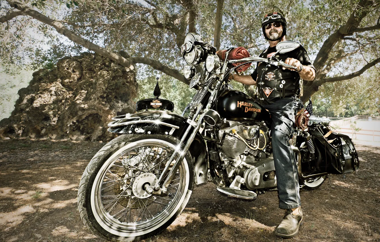 Фото обои стиль, мотоцикл, байкер, Harley-Davidson