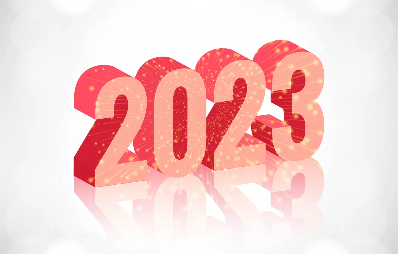 Фото обои лучи, отражение, сияние, новый год, цифры, белый фон, розовые, дата