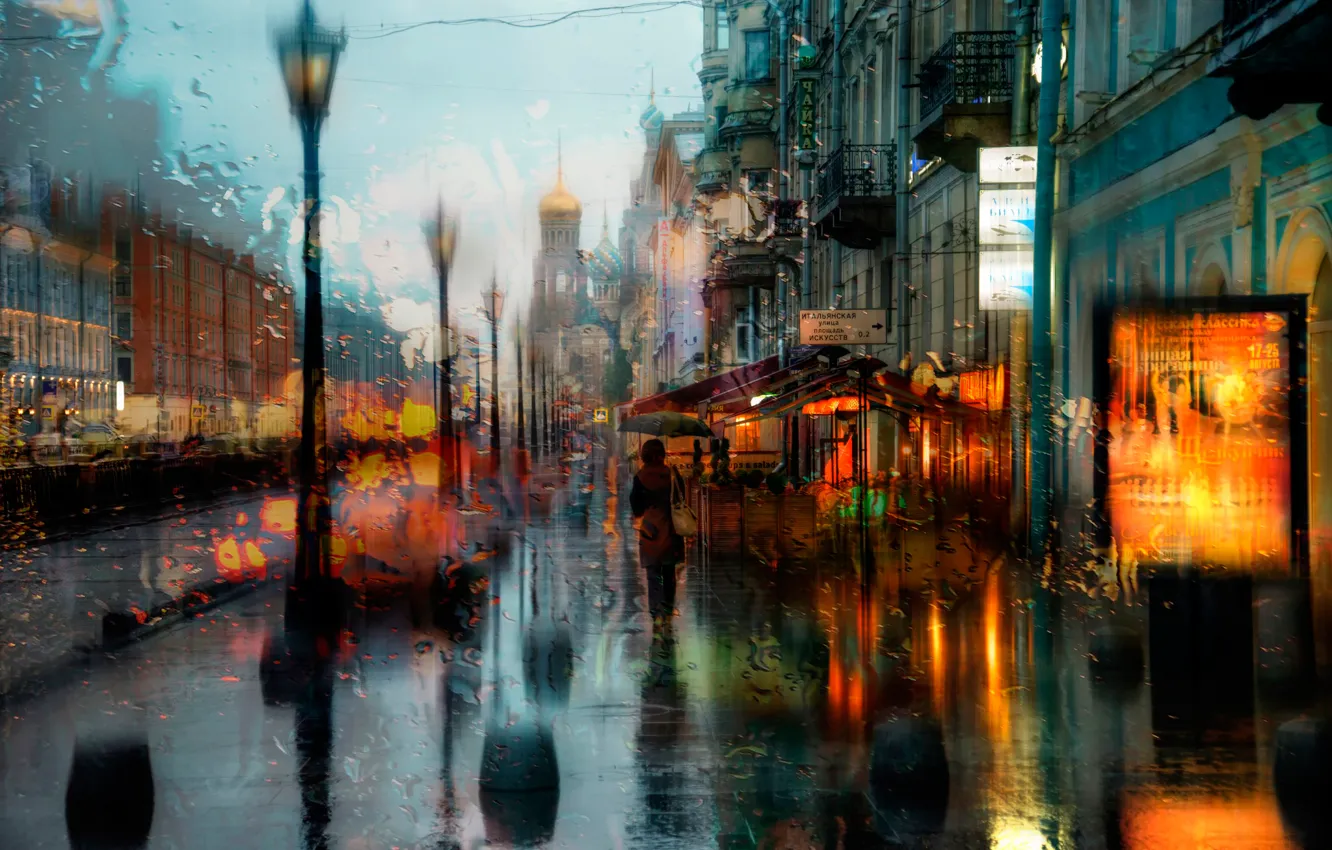 Фото обои капли, дождь, Санкт-Петербург, храм, Спас на Крови