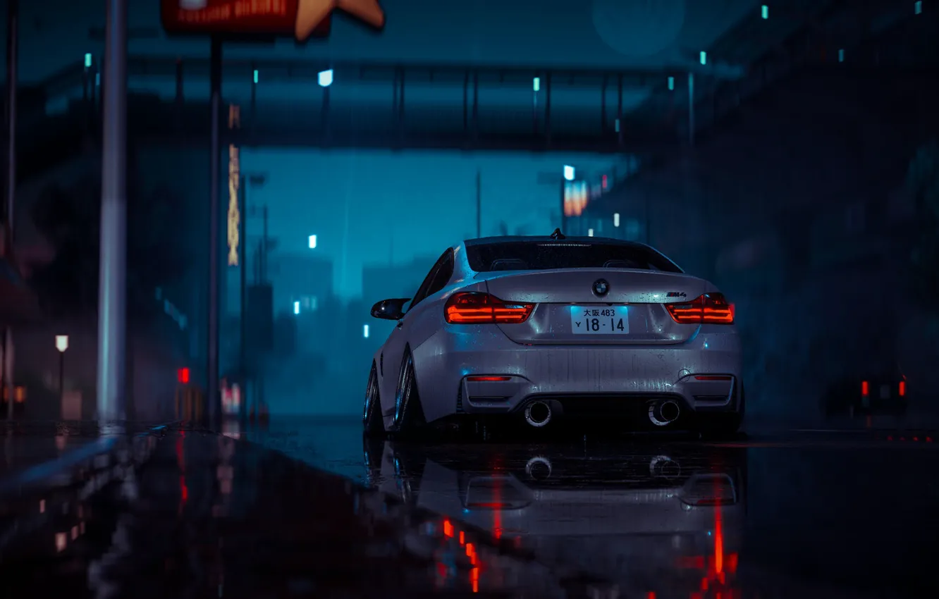 Фото обои Авто, Ночь, Игра, BMW, Машина, Car, NFS, Спорткар