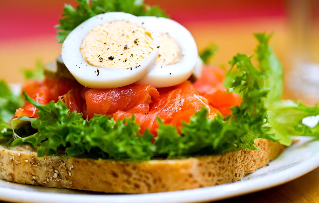 Фото обои eggs, bread, tomatoes, Sandwich