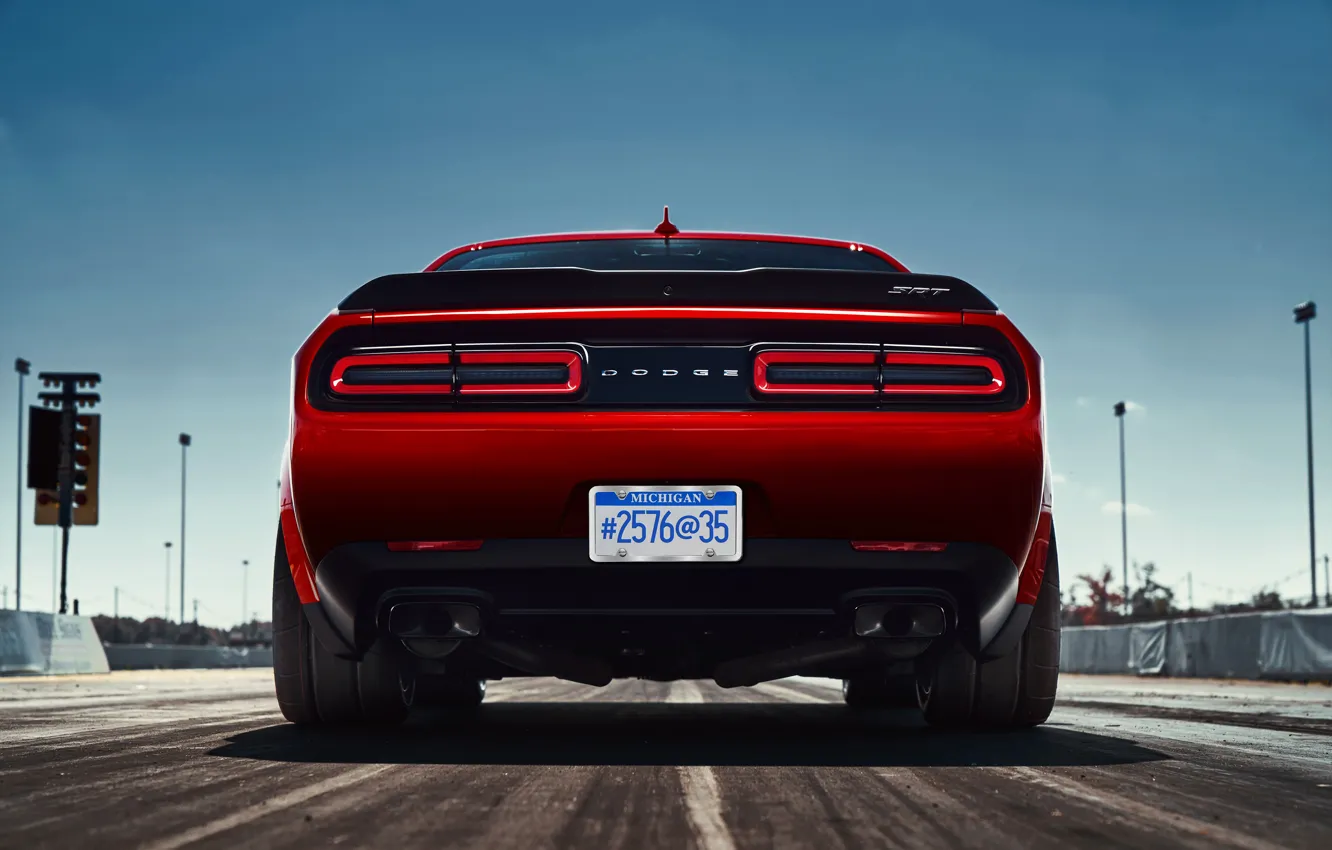 Фото обои Dodge, Challenger, rear view, Dodge Challenger SRT Demon