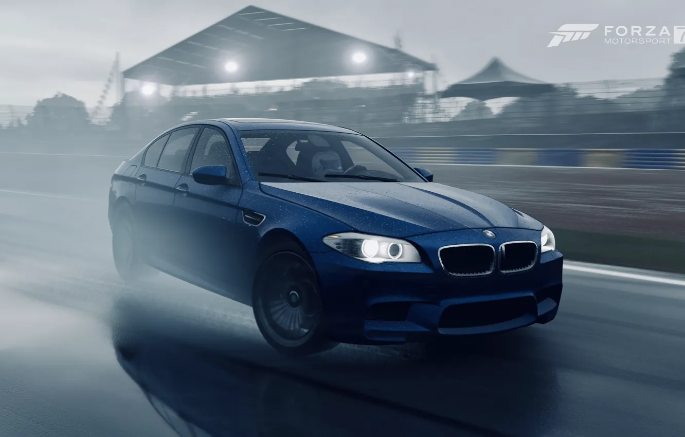 Фото обои HDR, BMW, Drift, Speed, Rain, Game, F10, 5er