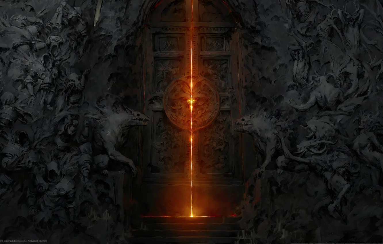 Фото обои Blizzard, hell, demons, gate, guardians, Diablo IV, gate to hell