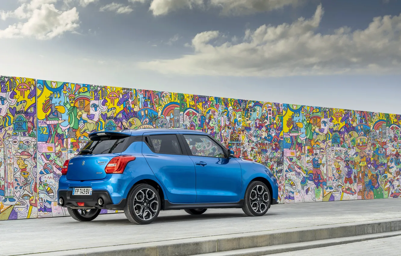 Фото обои граффити, Suzuki, Hybrid, Swift, Sport, 2020, стенa