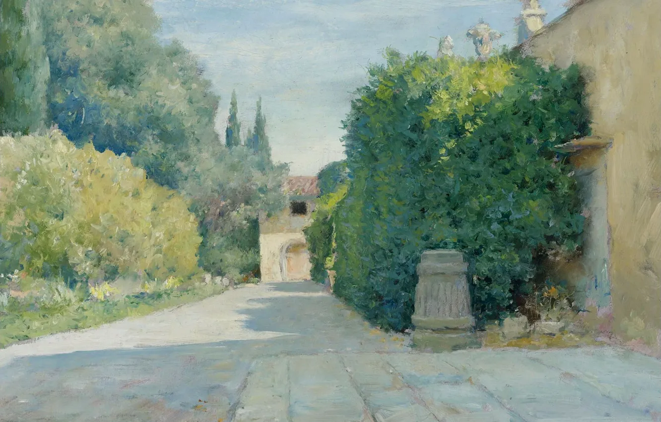 Фото обои пейзаж, картина, 1909, Уильям Чейз, William Merritt Chase, Вилла во Флоренци