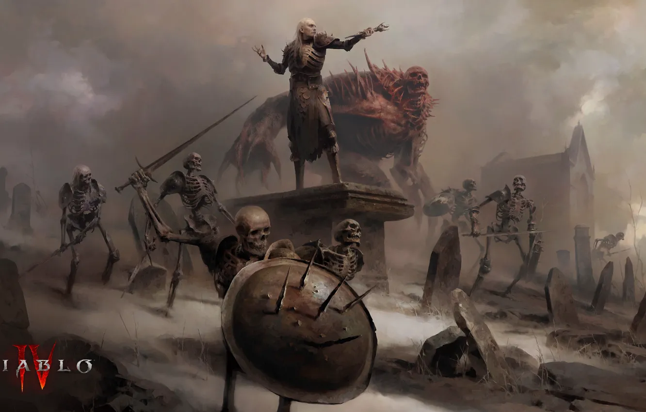 Фото обои Diablo, skeleton, Necromancer, Diablo® IV