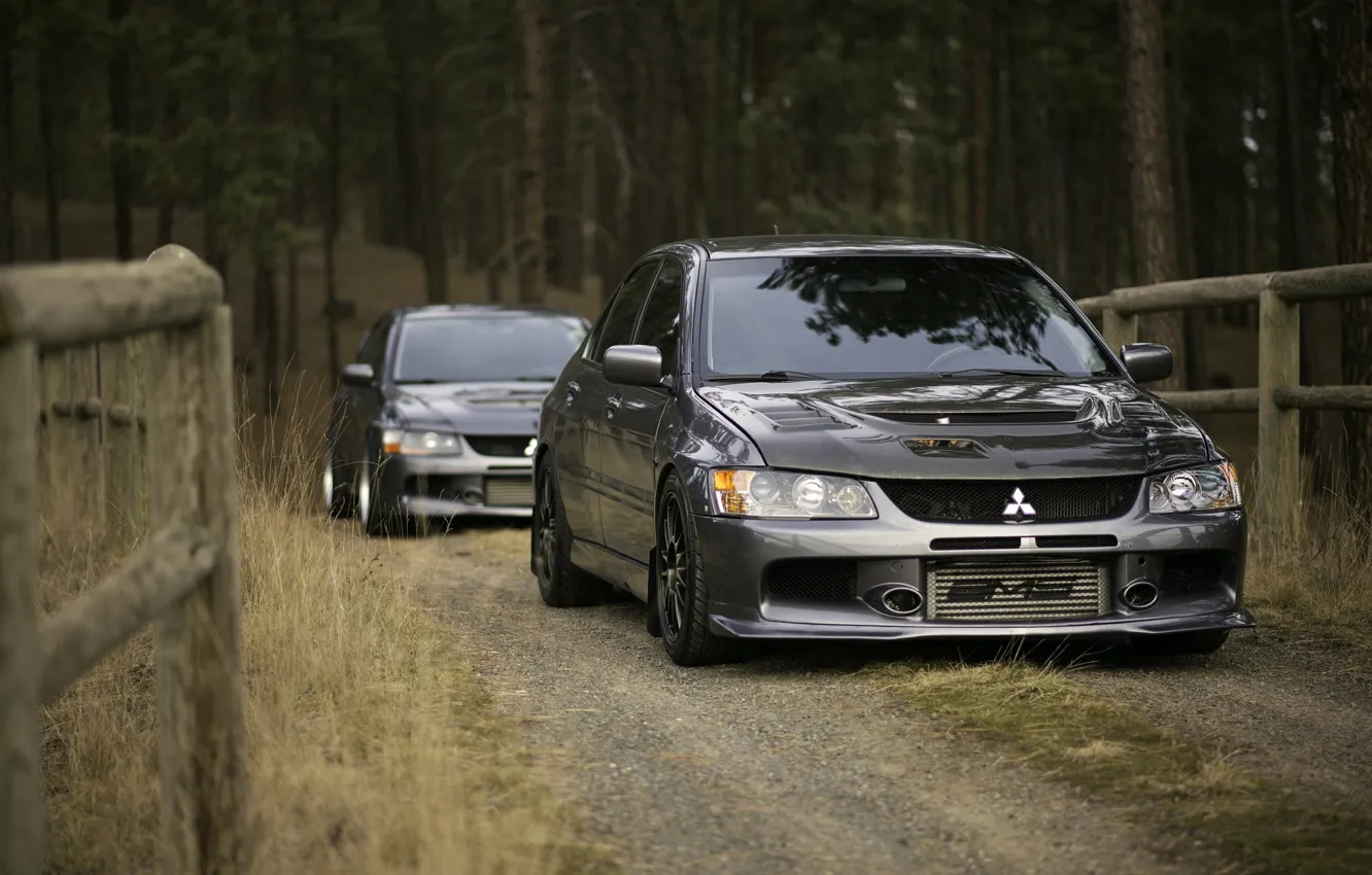 Фото обои turbo, forest, mitsubishi, japan, jdm, tuning, lancer, evolution