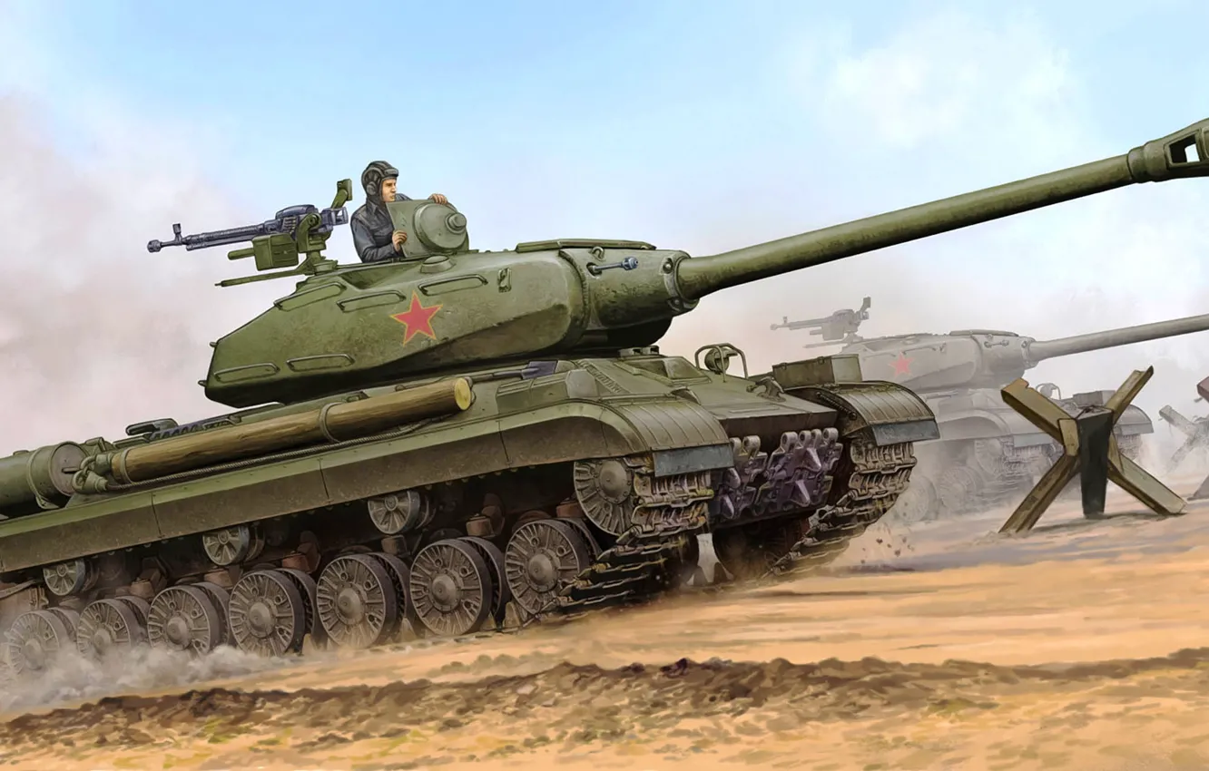Фото обои war, art, painting, tank, ИС-4, IS-4