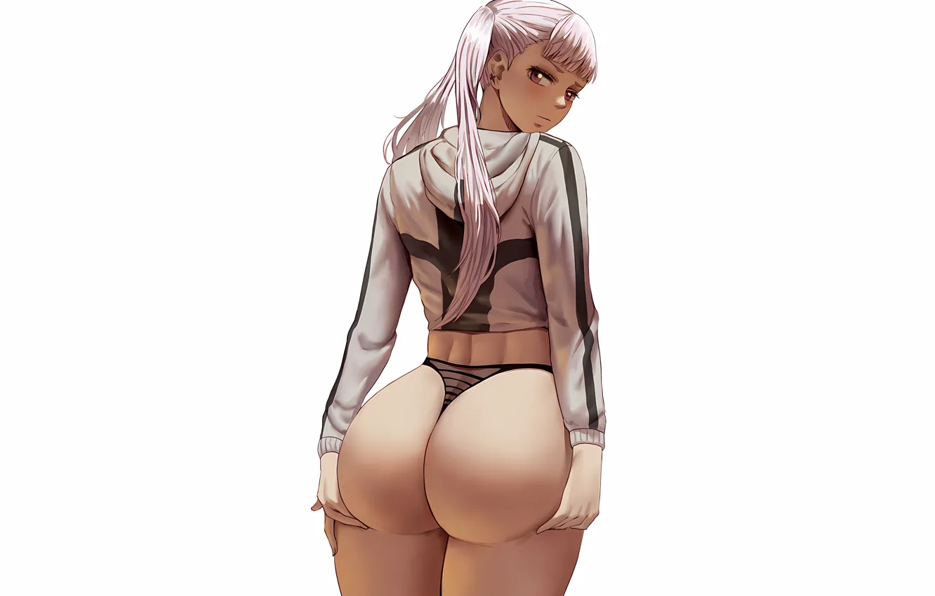 Фото обои girl, sexy, lingerie, ass, pantsu, panties, pink hair, long hair