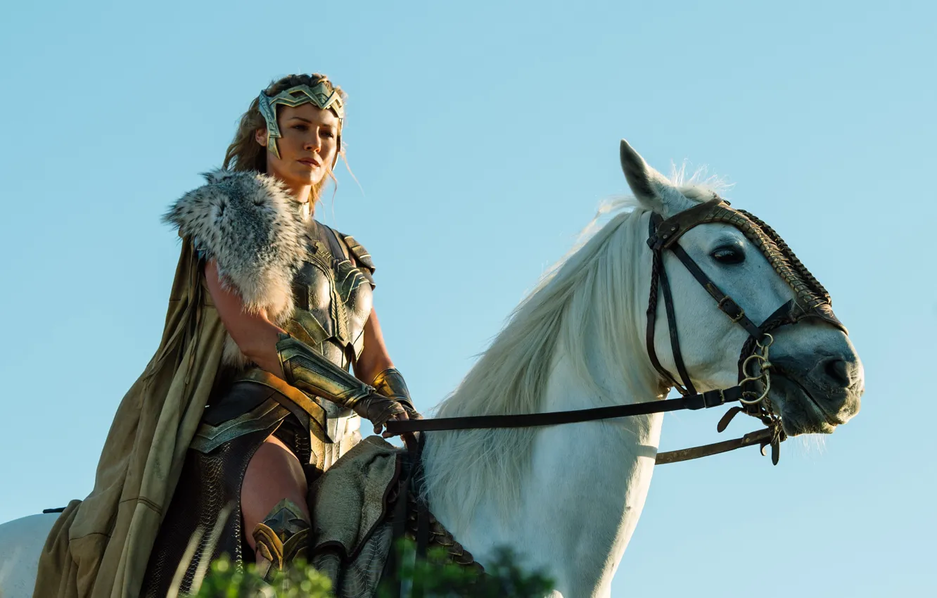 Фото обои cinema, sword, Wonder Woman, armor, movie, horse, queen, film