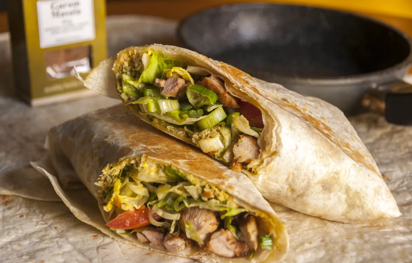 Фото обои еда, овощи, лаваш, филе, куриные