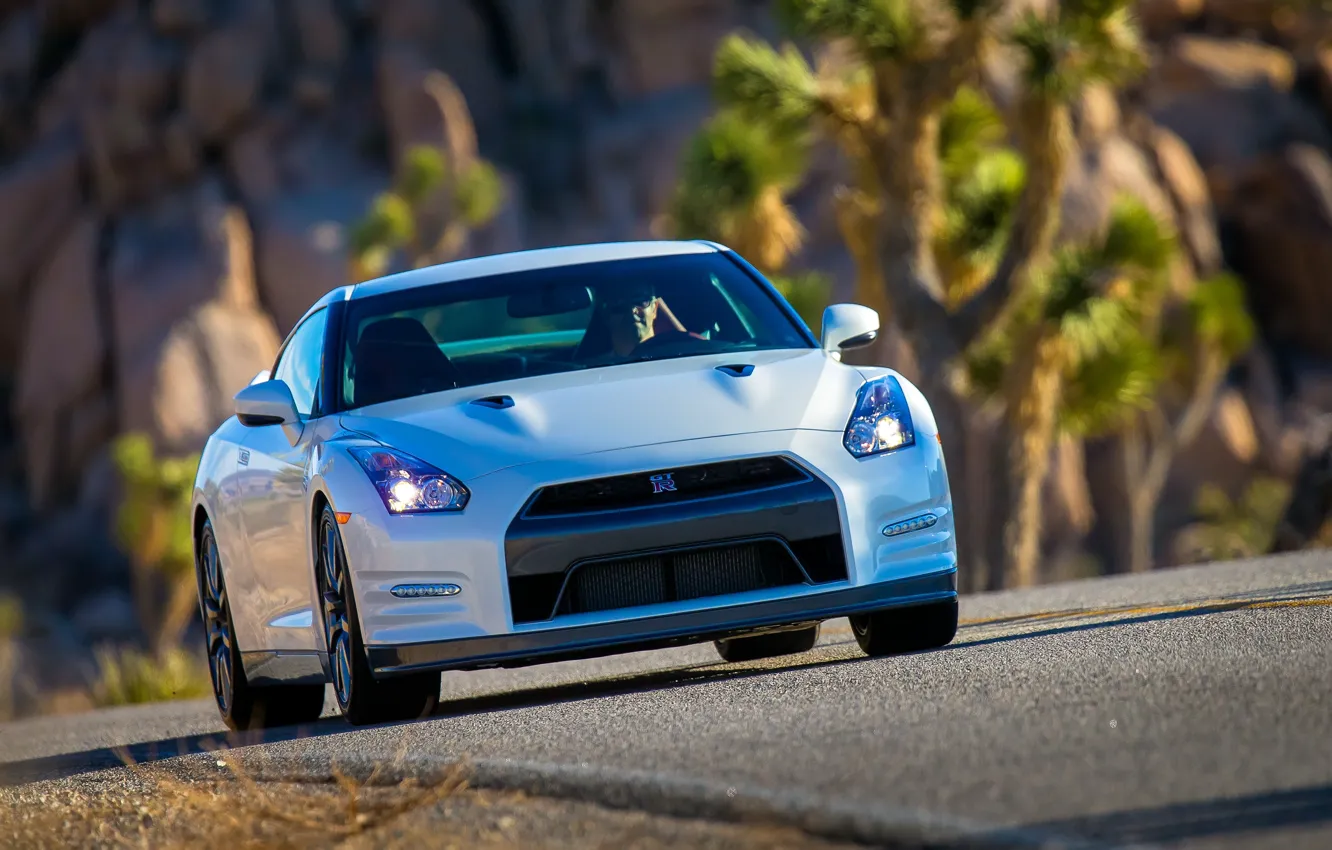 Фото обои Nissan, GT-R, R35, front view, Nissan GT-R Black Edition