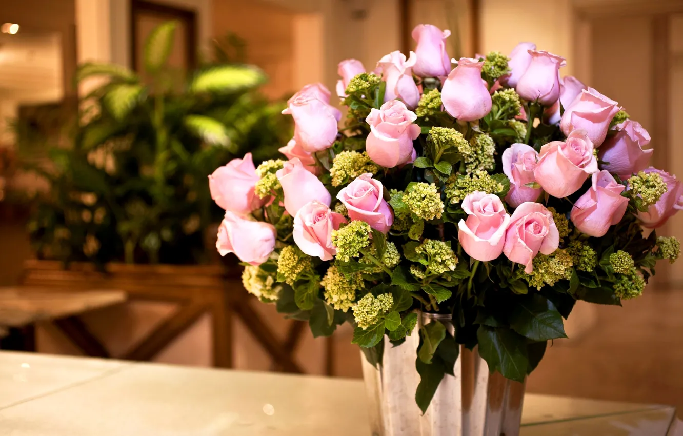 Фото обои свет, розы, букет, розовые, bouquet, roses
