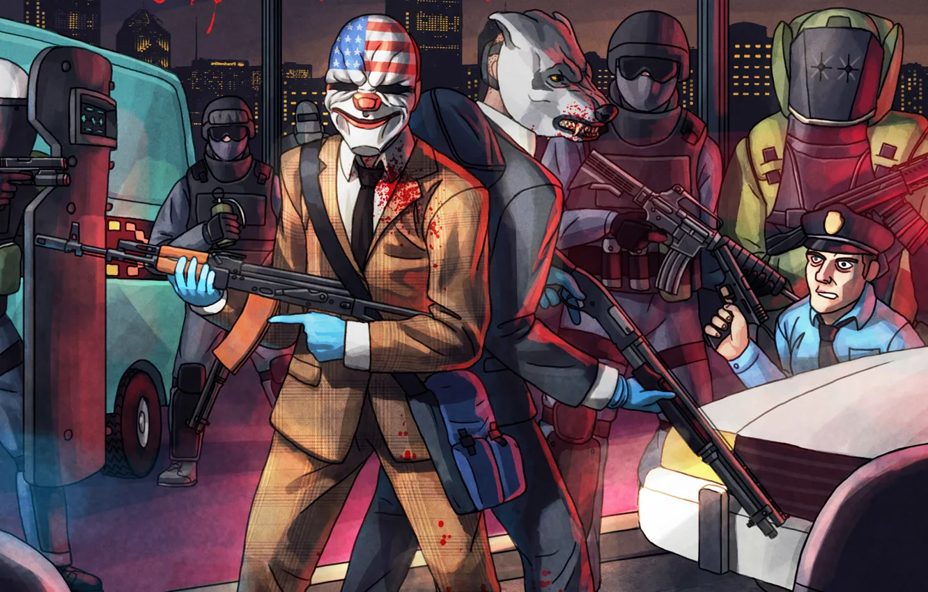 Фото обои Wolf, Dallas, Hotline Miami, PAYDAY 2
