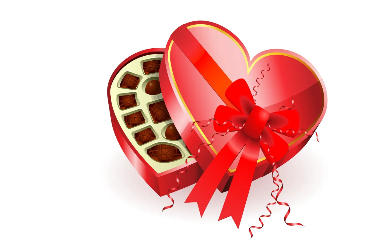 Фото обои праздник, подарок, сердце, шоколад, арт, конфеты, День Святого Валентина