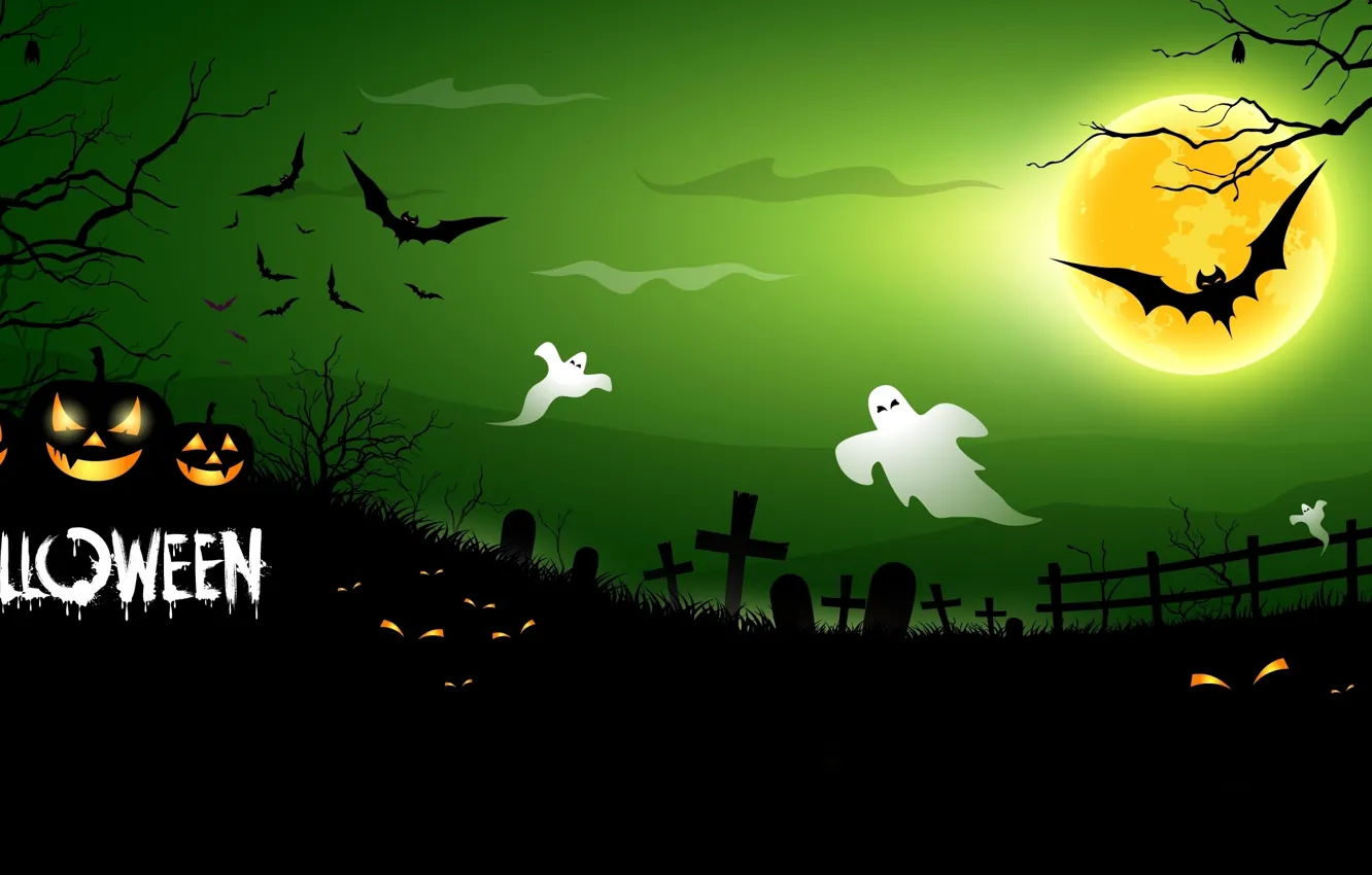 Фото обои кладбище, тыквы, ужас, horror, Хэллоуин, призраки, страшно, halloween