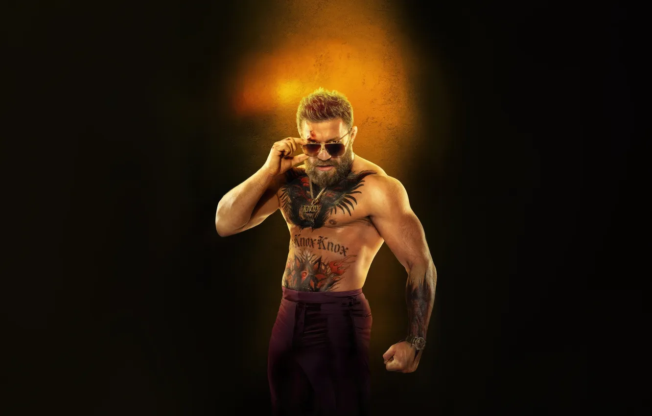 Фото обои поза, тату, очки, постер, ремейк, Conor McGregor, Knox, Конор Макгрегор