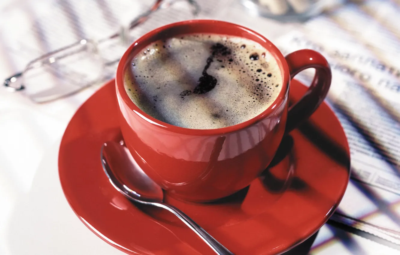 Фото обои фон, красное, кофе, еда, ложка, сладкое, чашка. кружка