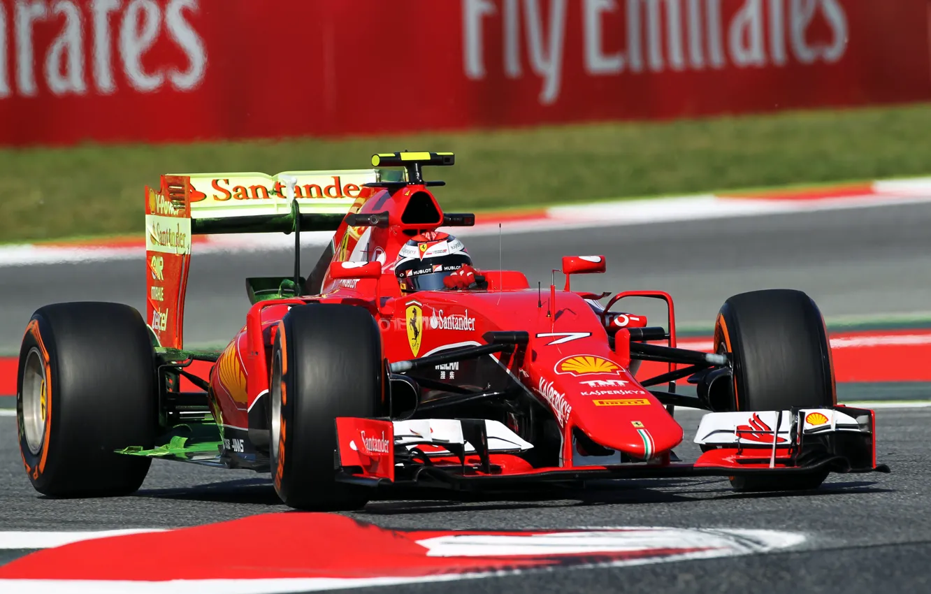 Фото обои Ferrari, Formula 1, Spain, Kimi Raikkonen, 2015, SF15T