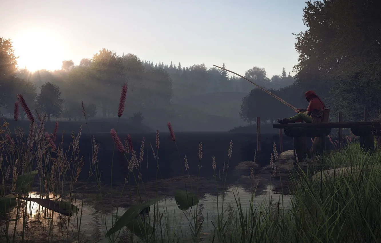 Фото обои вода, пейзаж, озеро, красота, рыбак, удочка, CryEngine 3