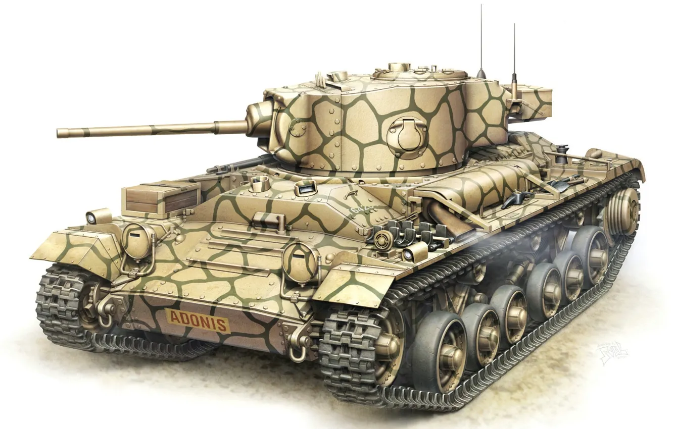 Фото обои рисунок, арт, танк, британский, Valentine, WW2, пехотный, V Mk. III