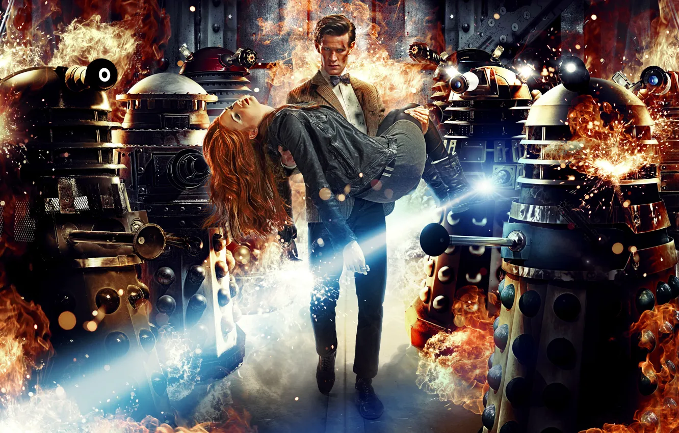 Фото обои Doctor Who, сериалы, Доктор Кто, Мэтт Смит, Matt Smith, Daleks, Далеки