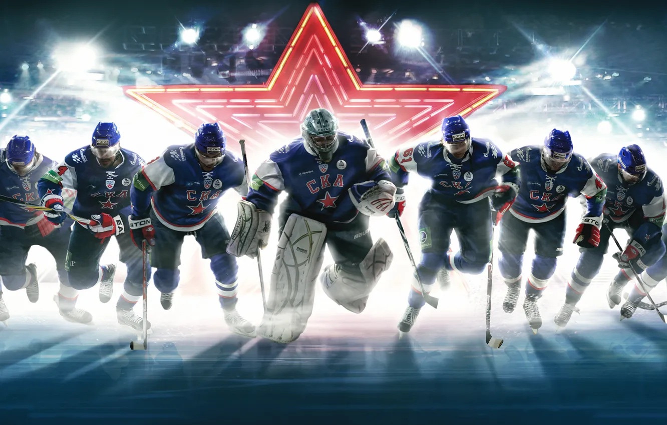 Фото обои звезда, команда, вратарь, Хоккей, Hockey, Политпроект, СКА, SKA