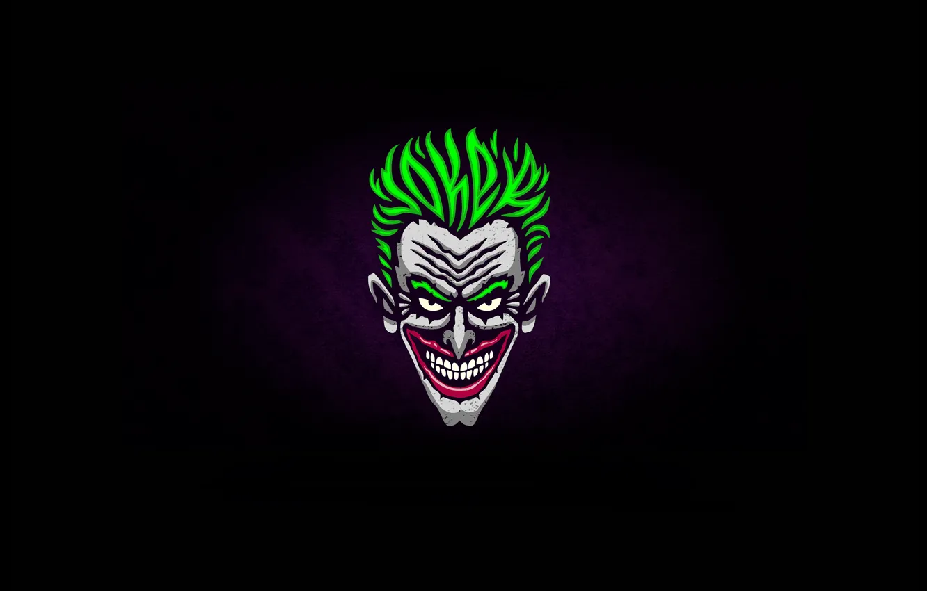 Фото обои улыбка, темный фон, Джокер, злодей, зеленые волосы, smile, Joker, green hair