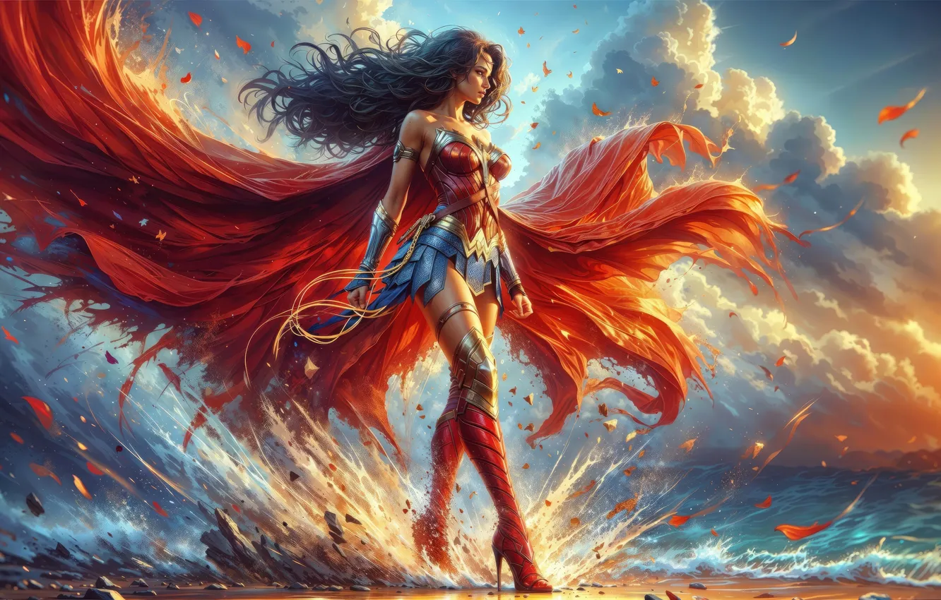 Фото обои defender, wonder woman, starry
