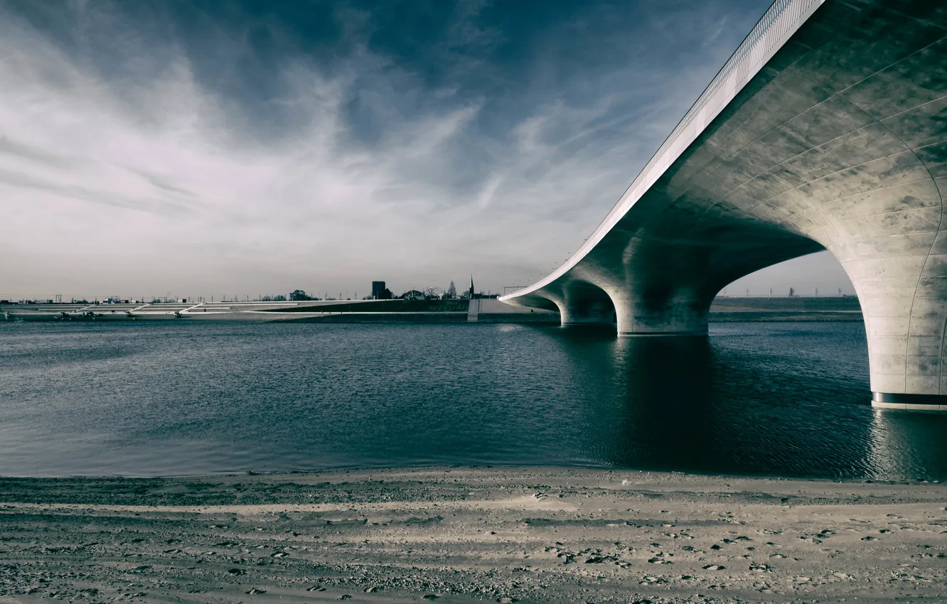Фото обои мост, город, река