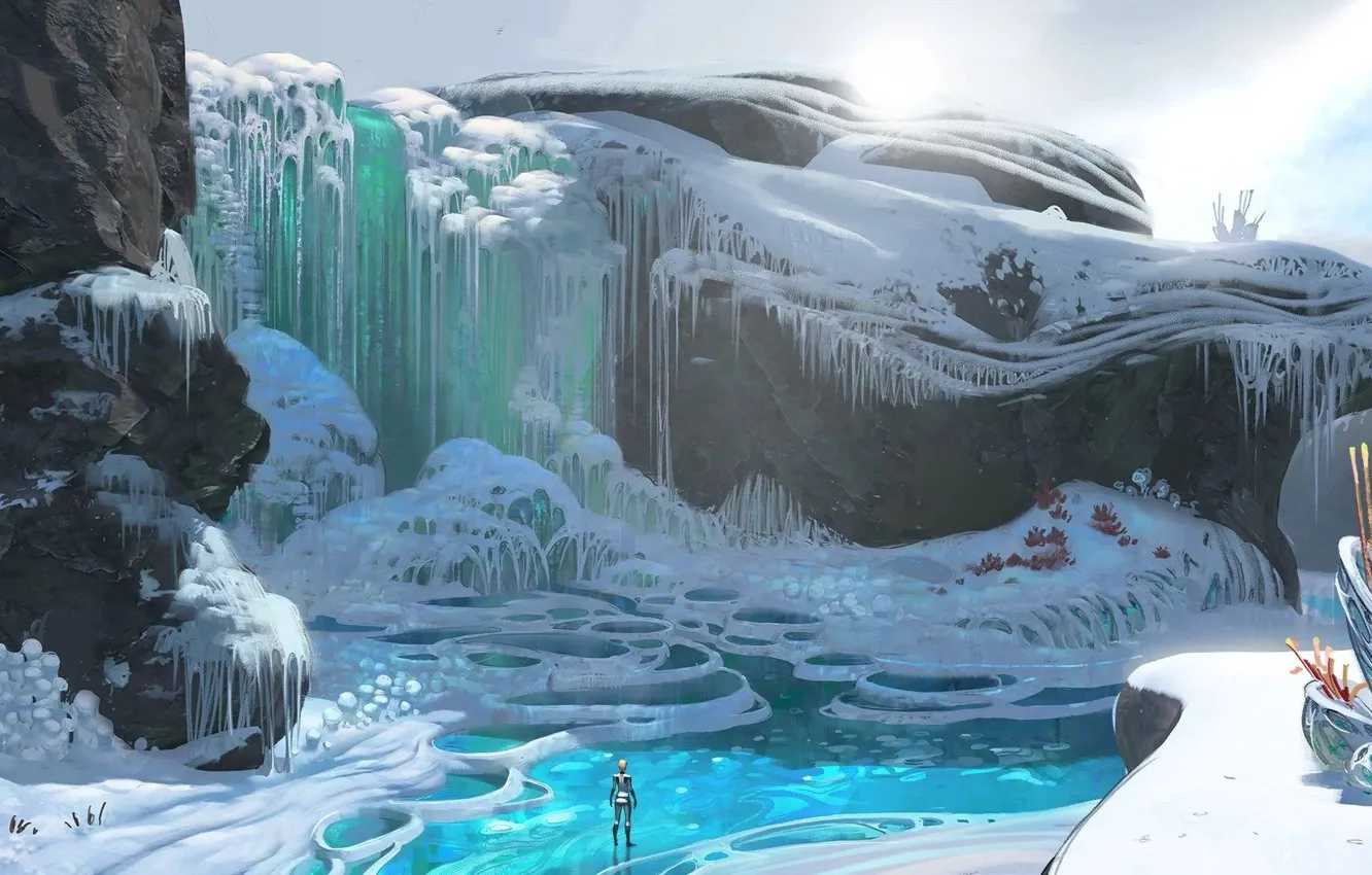 Фото обои лед, горы, игра, games, art, персонажи, Subnautica Below Zero