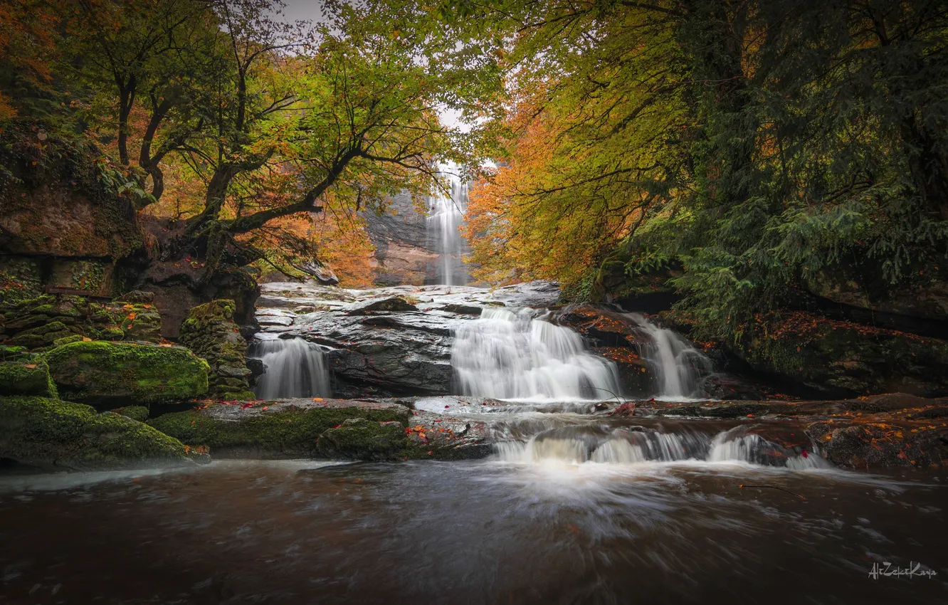 Фото обои water, autumn, waterfall