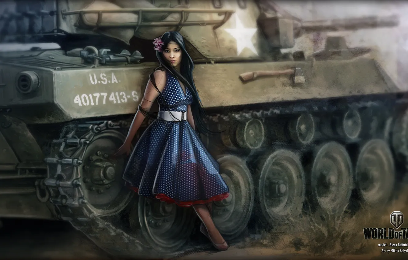 Фото обои девушка, танк, girl, танки, WoT, Мир танков, tank, World of Tanks