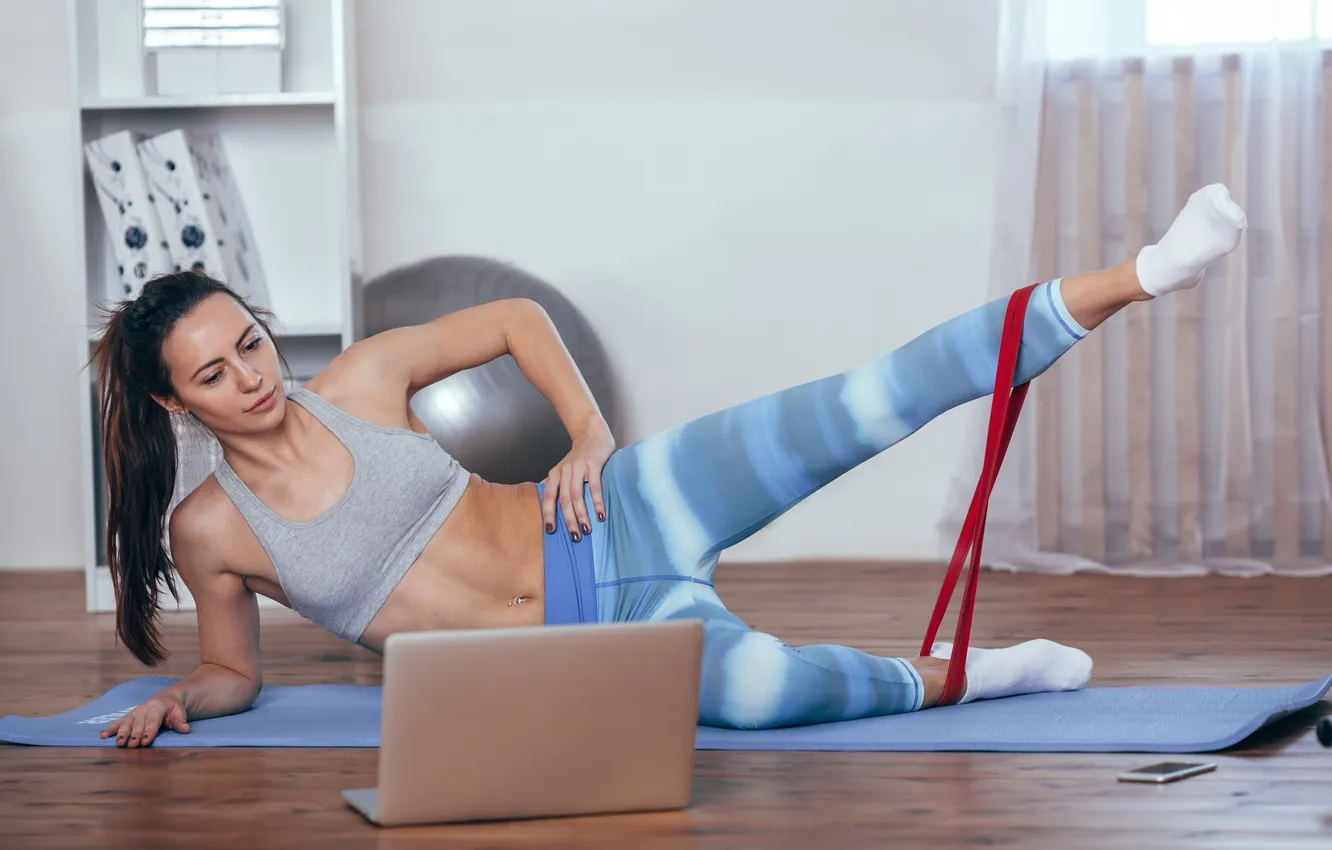 Фото обои gym, leggings, buttock, woman fitness, activewear, woman exercises, woman streching, woman workout