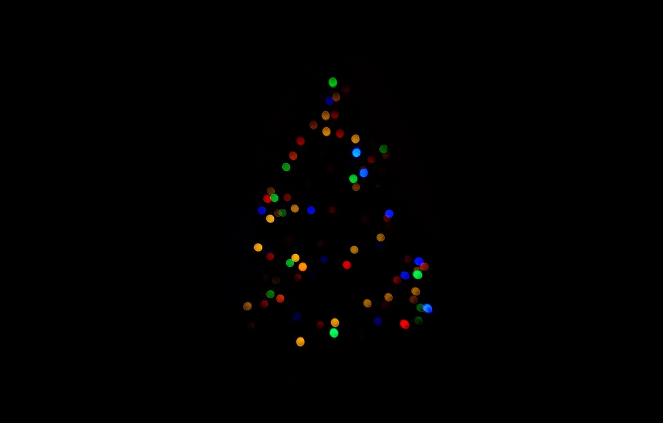 Фото обои Минимализм, Рождество, Dark, Новый год, Елка, черный фон, Праздник, Christmas